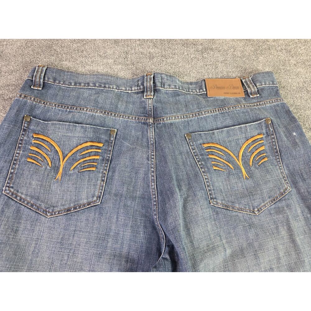 Mens Fosho Premium Collection Baggy Jeans 48x33 Wide Leg Denim Blue - Picture 3 of 10